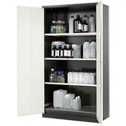 Chemikalienschrank asecos, Flügeltür, 3 Böden, 1055x520x1950 mm, reinweiss