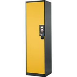 Chemikalienschrank, Flügeltür, 3 Böden, 545x520x1950 mm, sicherheitsgelb