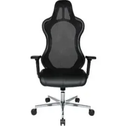 Chefsessel Open Chief Premium, mit Armlehnen, Synchronmechanik, Muldensitz, Kopfstütze, schwarz/alusilber