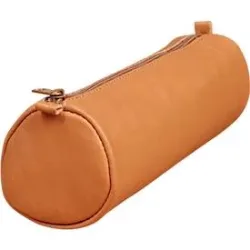 CLAIREFONTAINE Schlampermäppchen Age Bag, Ø 6 x L 21 cm, Echtleder, Reissverschluss, rund, braun