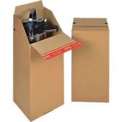 ColomPac Faltkarton Eurobox S, Selbstklebeverschluss & Aufreissfaden, Z-Faltung, kombinierbar mit Euro-Paletten, aussen L 200 x B 200 x H 400 mm, innen B 194 mm, 20 Stück, Wellpappe, braun