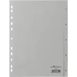 Durable 6505 Register DIN A4 1-5 Polypropylen Grau 5 Registerblätter geprägte Taben 650510