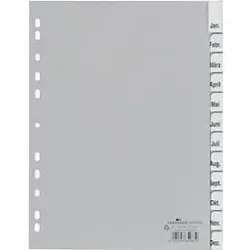 DURABLE Blanko Register DIN A4 Grau 12-teilig PP (Polypropylen) Portrait A4 11 Löcher 6410