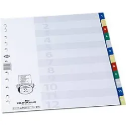 DURABLE Register 6750 DIN A4 Farbig sortiert 12-teilig 11-fach Kunststofffolie 1 bis 12