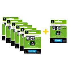 DYMO® Schriftbandkassette 45803, 19 mm breit, weiss/schwarz, 6 + 1 GRATIS