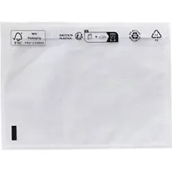 Dokumententasche/Lieferscheintasche SecurePack, C6, ohne Aufdruck, selbstklebend, wasserfest, PCR & FSC®-Kraftpapier, transparent, 250 Stück