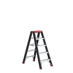 Doppelstufenstehleiter Professional Topline, Aluminium, 2x5 Stufen, schwarz