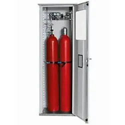Druckgasflaschenschrank G-OD Standard, Doppelflügeltür, klappbarer Glasausschnitt, 2x 50 l Flaschen, B 706 x T 400 x H 2149 mm
