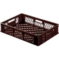 Euro Box Bäcker- und Cateringkasten (Gläserkasten), lebensmittelecht, Inhalt 25,3 L, durchbrochene Version, braun