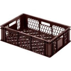 Euro Box Bäcker- und Cateringkasten (Gläserkasten), lebensmittelecht, Inhalt 27 L, durchbrochene Version, braun