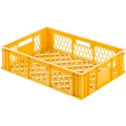 Euro Box Bäcker- und Cateringkasten (Gläserkasten), lebensmittelecht, Inhalt 27 L, durchbrochene Version, gelb-orange