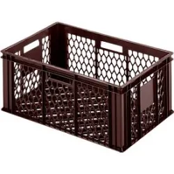 Euro Box Bäcker- und Cateringkasten (Gläserkasten), lebensmittelecht, Inhalt 47,8 L, durchbrochene Version, braun