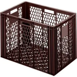 Euro Box Bäcker- und Cateringkasten (Gläserkasten), lebensmittelecht, Inhalt 75 L, durchbrochene Version, braun