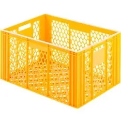 Euro Box Bäcker- und Cateringkasten (Gläserkasten), lebensmittelecht, Inhalt 79,8 L, durchbrochene Version, gelb-orange