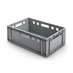 Euro Box Fleischkasten, lebensmittelecht, Inhalt 35,3 L, geschlossene Version, grau