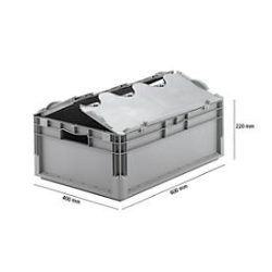 Euro Box Leichtbehälter ELB 6220, aus PP, Inhalt 43,7 L, mit Deckel, grau