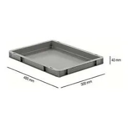 Euro Box Serie EF 4040, aus PP, Inhalt 3,6 L, geschlossene Wände, Unterfassgriff, grau