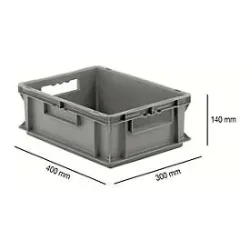 Euro Box Serie EF 4140, aus PP, Inhalt 12,8 L, geschlossene Wände, Durchfassgriff, grau
