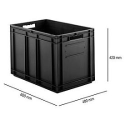 Euro Box Serie EF 6420, leitfähiges PP, Inhalt 83,8 L, Durchfassgriff, schwarz