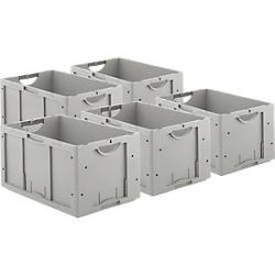 Euro Box Serie LTB 6320, aus Polypropylen, Inhalt 61,7 l, ohne Deckel, L 600 x B 400 x H 320 mm, grau, 5 Stück