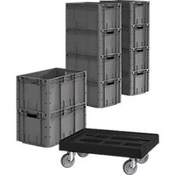 Euro Box Serie LTF 6320, PP, L 600 x B 400 x H 320 mm, 62,7 l, bis 30 kg, 10 Stück + gratis Kunststoff-Rollrahmen