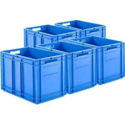 Euro Box SSI Schäfer EF 6420, 83,8 l, Durchfassgriff, Polypropylen, blau, 5 Stück