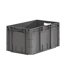 Euro Box SSI Schäfer Serie LTF 6320, Volumen 62,7 l, bis 30 kg, Durchfassgriff, L 600 x B 400 mm, Blauer Engel, Recycling-PP, eisengrau