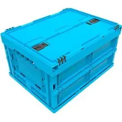 EURO-Mass Faltbox 4322 DL, mit Deckel, für Lager- und Mehrwegtransport, Inhalt 19 L, blau
