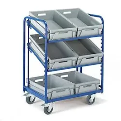 Eurokastenwagen mit offenem Rahmen und 6 Kästen, 820 x 620 mm