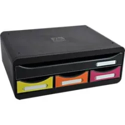 Exacompta - Schubladenbox Toolbox mini 4 Schubladen, Mehrfarbig, One Size, Schwarz