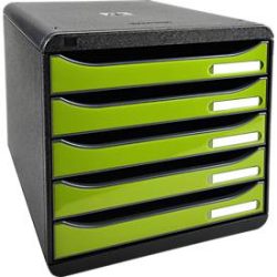 Exacompta Schubladenbox Big-Box Plus Polystyrol Schwarz, Lemongrün 27,8 x 34,7 x 27,1 cm