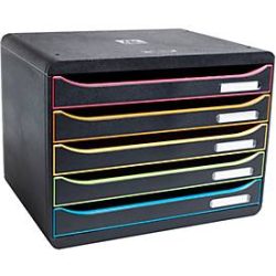 EXACOMPTA Schubladenbox BigBox Plus 308914D schwarz/Harlekin 5 Schubl.
