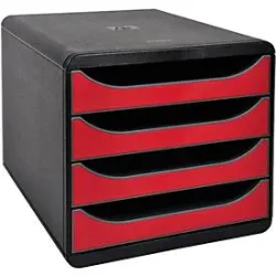 Exacompta - Schubladenbox Big Box, 4 offene Schubladen, Iderama, A4, Rot
