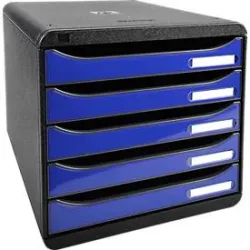 Exacompta - Schubladenbox Big Box Plus, 5 offene Schubladen, Iderama, A4, Königsblau