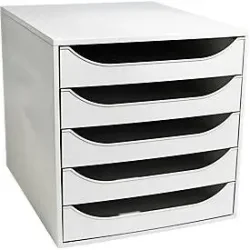 Exacompta - ECOBOX Schubladenbox mit 5 Schubladen, A4, Grau