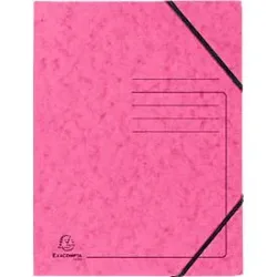 Exacompta Eckspannmappe, DIN A4, mit Gummizug, beschriftbar, Colorspan-Karton, 355 g/m², rosa
