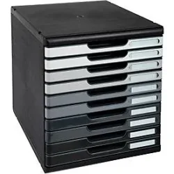 Exacompta - Schubladenbox MODULO A4, 10 geschlossene Schubladen, A4, Charcoal Black