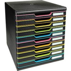 Exacompta Schubladenbox Modulo10 Fächer Polystyrol Schwarz, Harlequin 28,8 x 35 x 32 cm