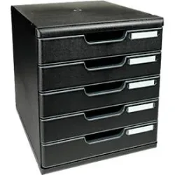 Exacompta - Schubladenbox MODULO A4, 5 geschlossene Schubladen, A4, Schwarz