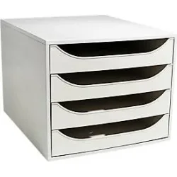 Exacompta - ECOBOX Schubladenbox mit 4 Schubladen, A4, Grau