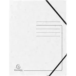Exacompta Sammelmappe, DIN A4, mit Gummizug, 3 Klappen, beschriftbar, Colorspan-Karton, 355 g/m², weiss