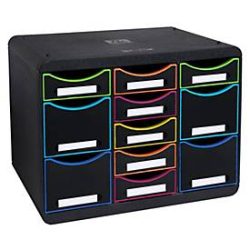 Exacompta - Schubladenbox STORE BOX MULTI, 11 offene Schubladen, Black Office, One Size, Schwarz