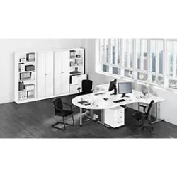 Schreibtisch Office Weiss Holz 200 cm - Material: Holzwerkstoff - Schreibtisch