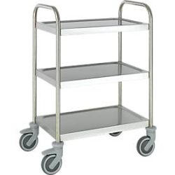 Edelstahlwagen, B675 x T445 mm, Vollgummi, Radgehäuse Kunststoff