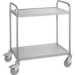 Edelstahlwagen, B 845 x T 545 mm, Vollgummi, Radgehäuse verzinkt