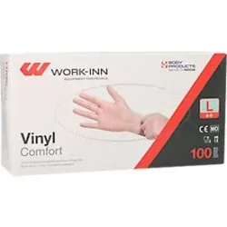 Einmalhandschuhe WORK-INN Comfort, Vinyl, puderfrei, latexfrei, transparent, Grösse L, 100 Stück