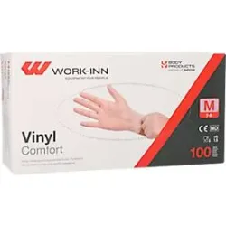 Einmalhandschuhe WORK-INN Comfort, Vinyl, puderfrei, latexfrei, transparent, Grösse M, 100 Stück