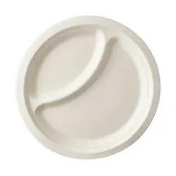 Einwegteller Papstar pure, 2-geteilt, ø 230 mm, 50 Stk., kompostierbar, mikrowellengeeignet, aus Zuckerrohr, weiss