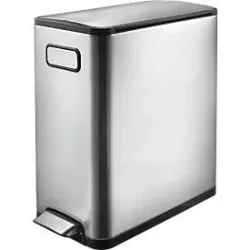 EKO Treteimer Ecofly II, 20 Liter, Edelstahl, fingerabdruckfest, geräuschloser Deckel, B 250 x T 375 x H 465 mm, silber/schwarz