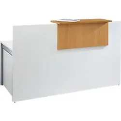 Empfangstheke Come-In, 1 Ablage, gerade, Breite 1600 mm, weiss/Buche-Dekor
